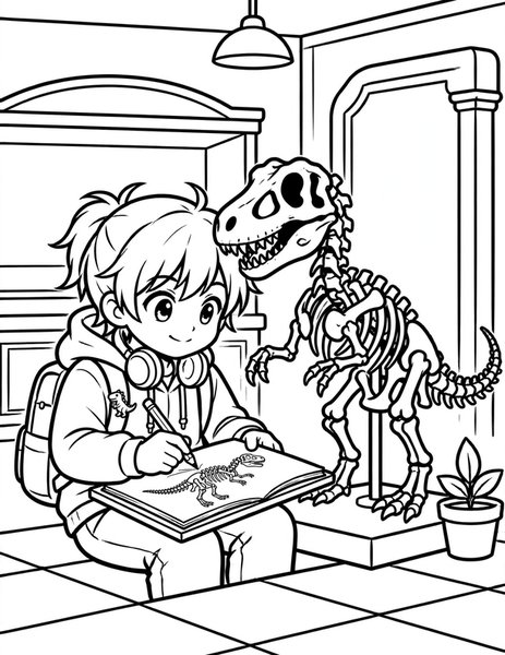 Dino Sketch Day coloring page