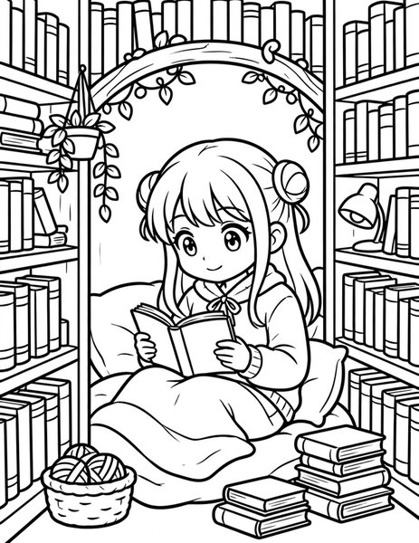 Secret Book Nook coloring page