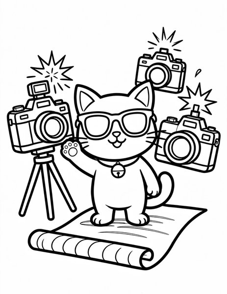 Cat Movie Star coloring page