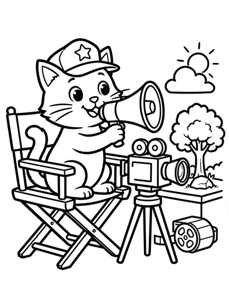 Cat Film Director coloring page