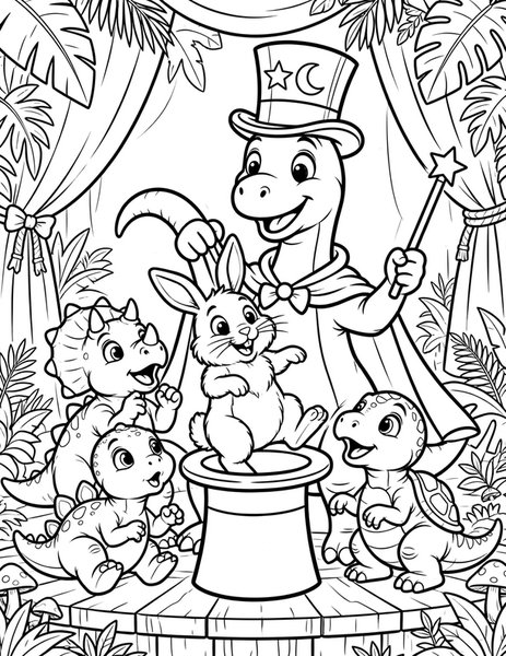 Dino Magic Show coloring page