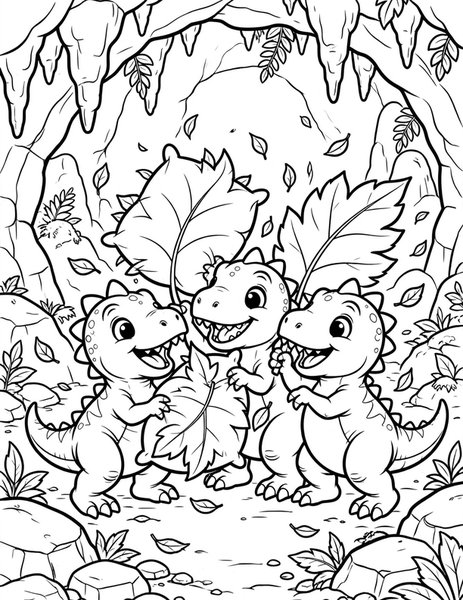 T-Rex Pillow Fight coloring page
