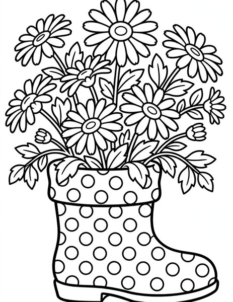 Daisy Boot Bloom coloring page