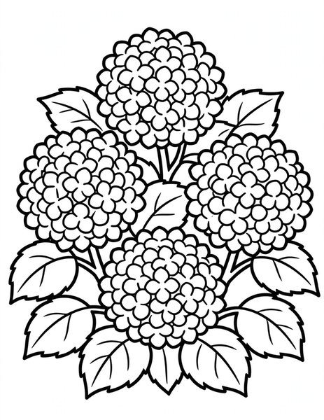 Hydrangea Bush coloring page