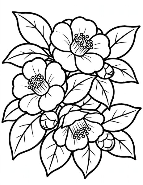 Camellia Bloom coloring page