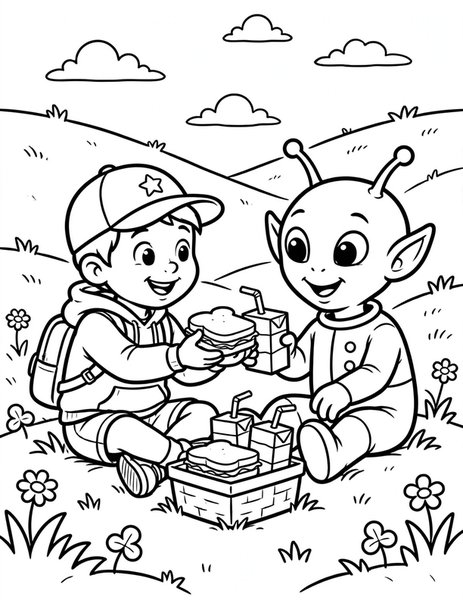 First Contact Picnic coloring page