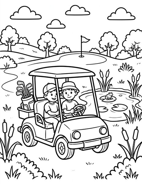 Golf Cart Ride coloring page