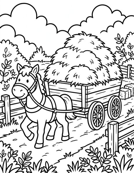 Hay Wagon coloring page