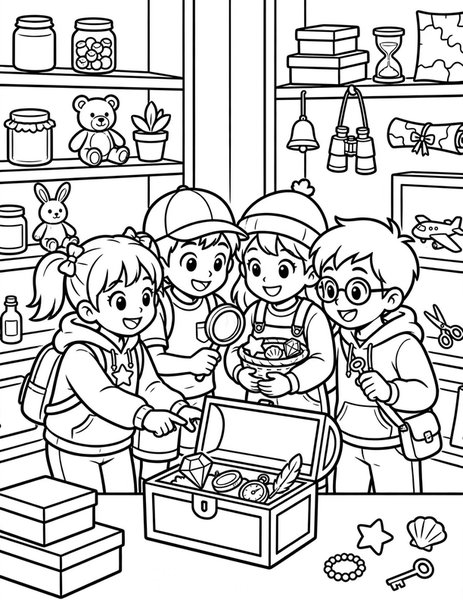 Yen Shop Hunt coloring page