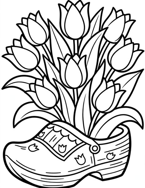 Tulip Wooden Shoe coloring page