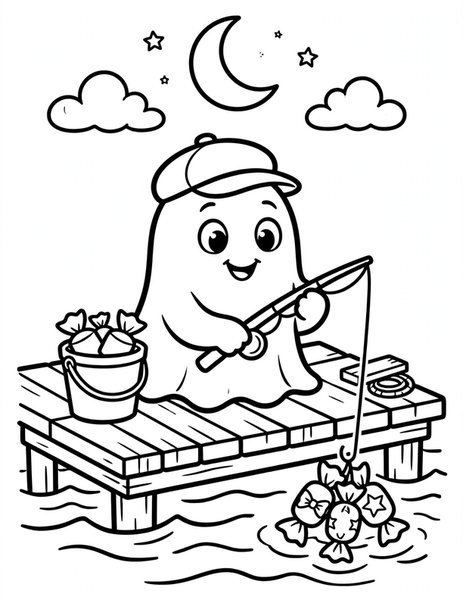 Ghost Fisherman coloring page