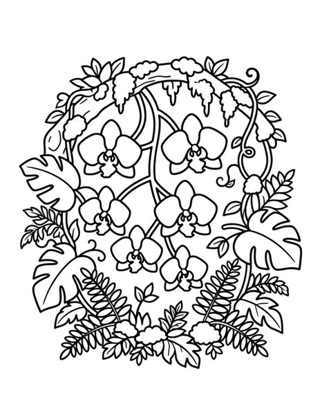 Orchid Branch coloring page
