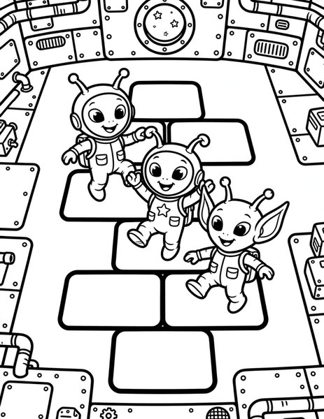 Alien Hopscotch coloring page