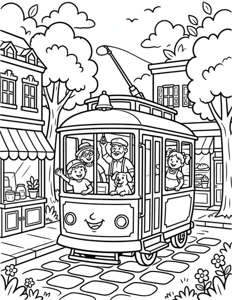 Trolley Car Tour coloring page