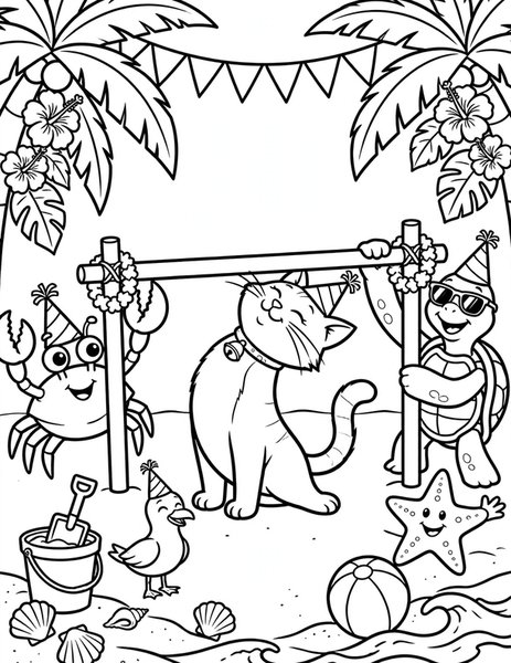 Cat Limbo Dance coloring page
