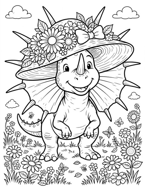 Styracosaurus Sun Hat coloring page