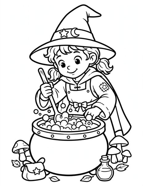 Witch's Apprentice coloring page