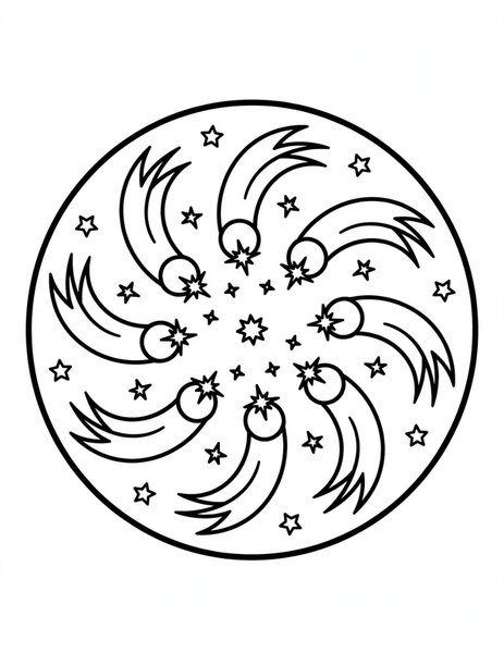 Comet Trail Mandala coloring page