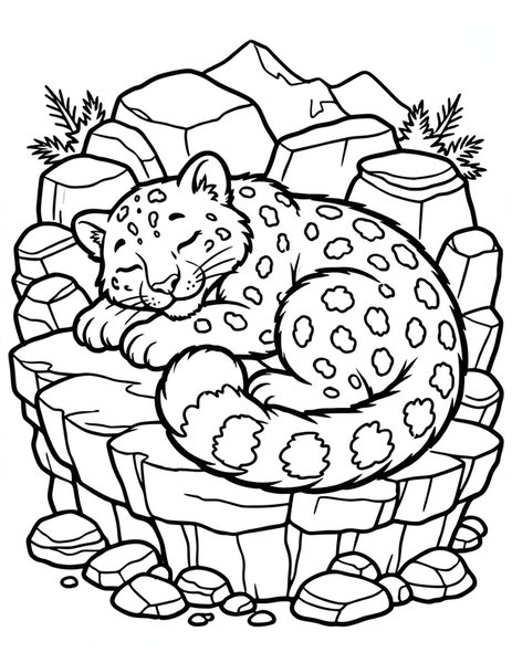 Snow Leopard Rest coloring page