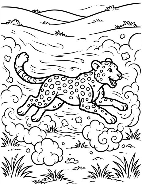 Cheetah Sprint coloring page