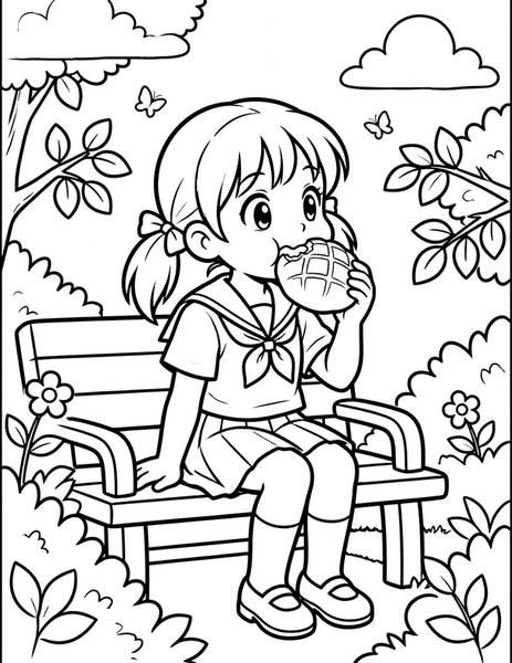 Melon Pan Munch coloring page
