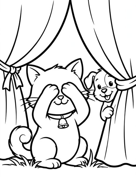 Cat Hide and Seek coloring page