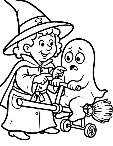 Witch's Driving School coloring page