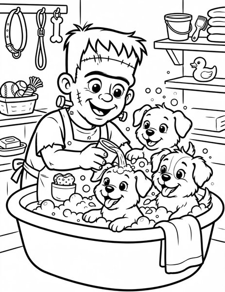 Frankenstein's Pet Shop coloring page