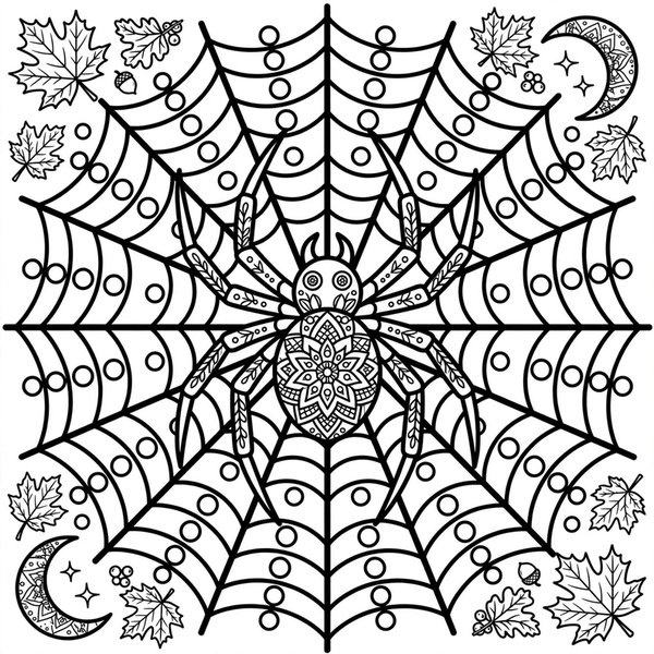 Spider Web Mandala coloring page