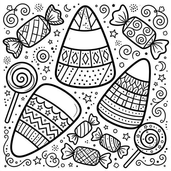 Candy Corn Trio coloring page