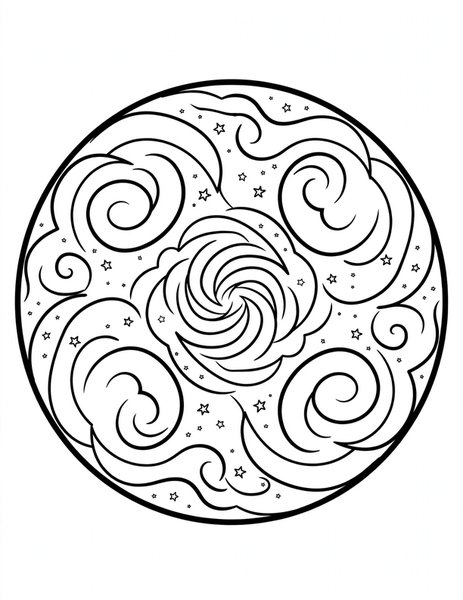Nebula Swirl Mandala coloring page