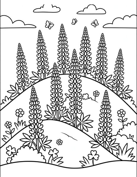 Lupine Hill coloring page