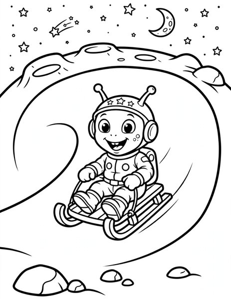 Alien Sled Ride coloring page