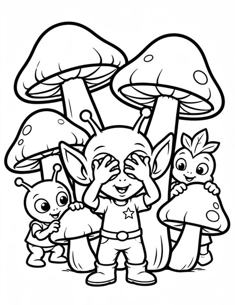 Alien Hide and Seek coloring page