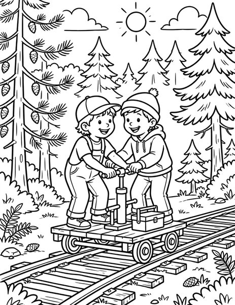 Handcar Hustle coloring page