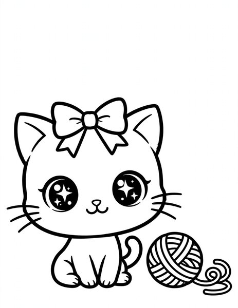 Kawaii Kitten coloring page