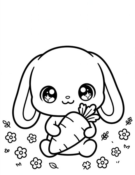 Kawaii Bunny coloring page