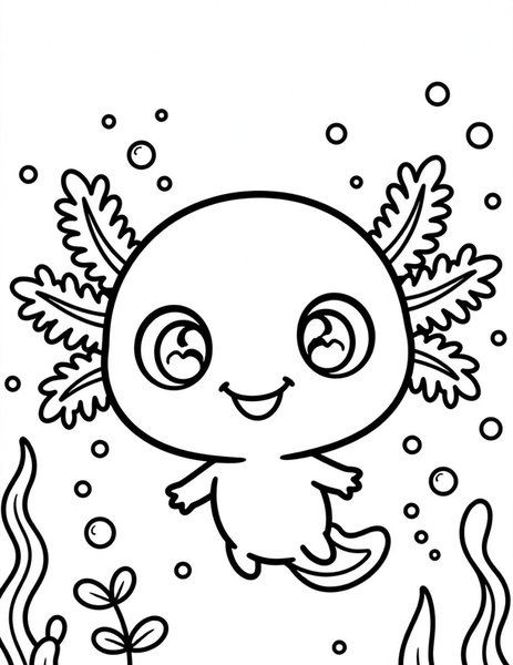 Kawaii Axolotl coloring page