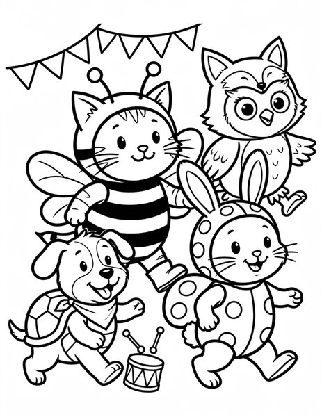 Cat Costume Parade coloring page