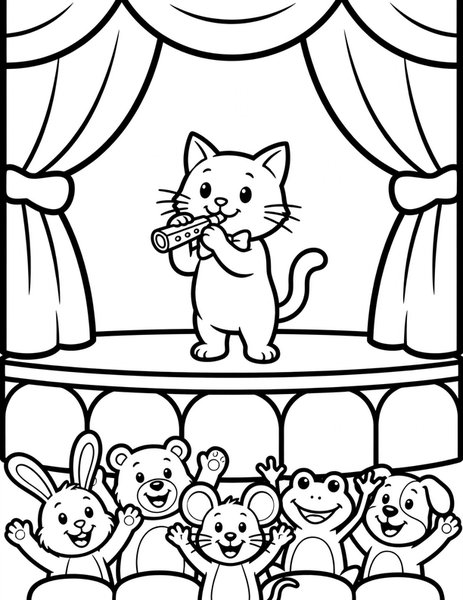 Cat Talent Show coloring page
