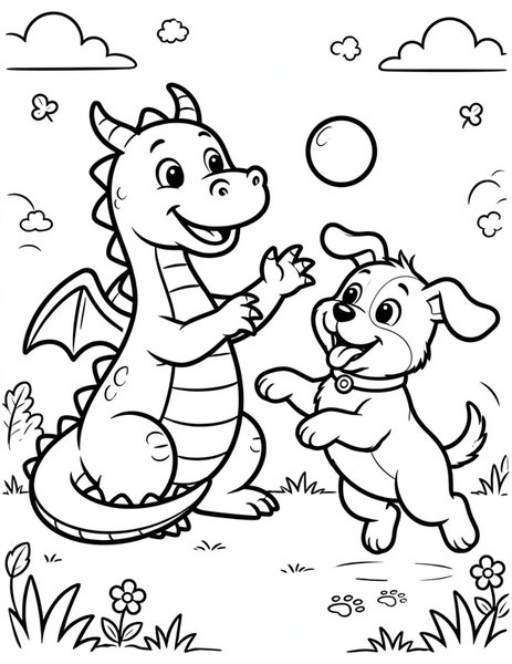Puppy Fetch coloring page