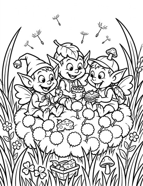 Pixie Picnic coloring page
