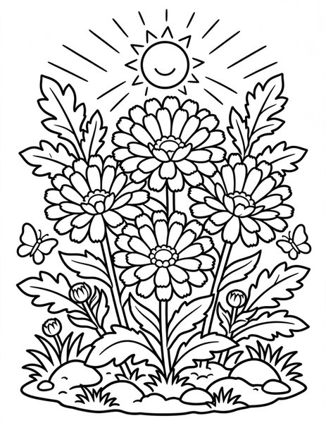 Calendula Sunshine coloring page