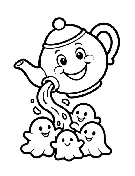 Smiling Teapot coloring page
