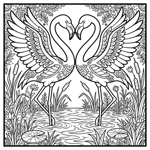 Flamingo Pair coloring page