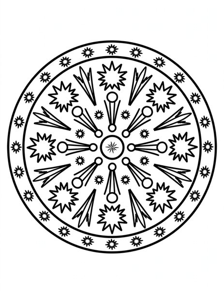 Meteor Shower Mandala coloring page
