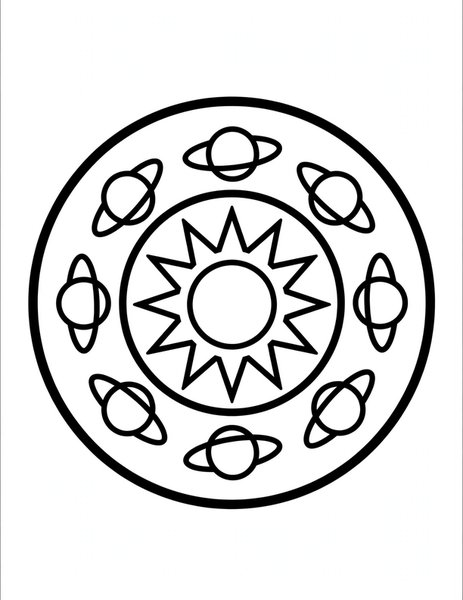 Saturn Ring Mandala coloring page