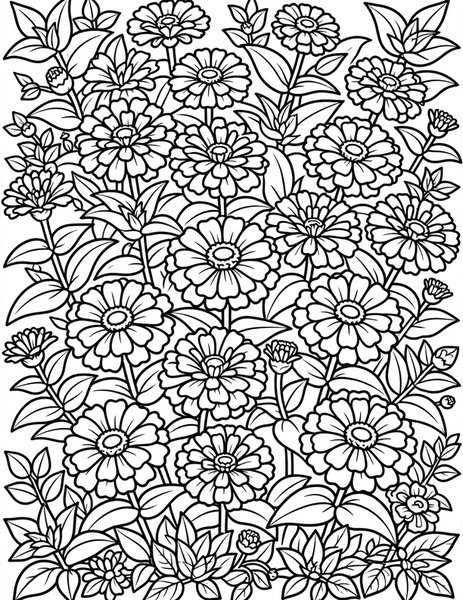 Zinnia Bed coloring page