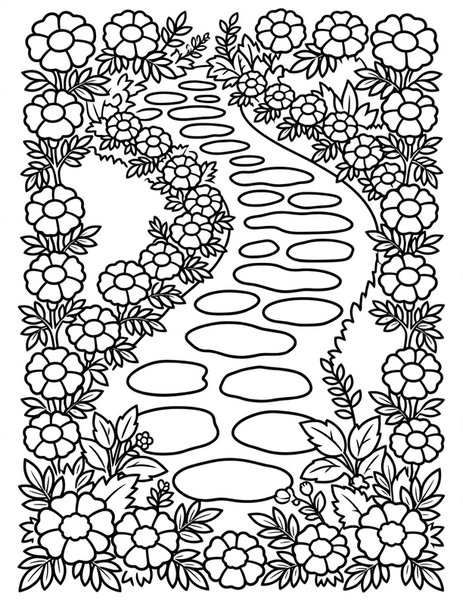 Marigold Border coloring page