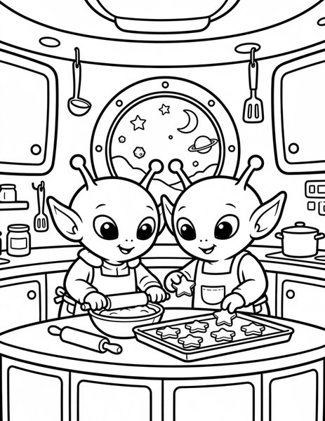 Alien Cookie Bake coloring page